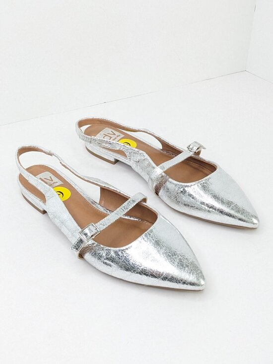 Dolce Vita Shoes - Dolce Vita Carder Slingback Pointed Toe Flats Silver Crackle Women's 9